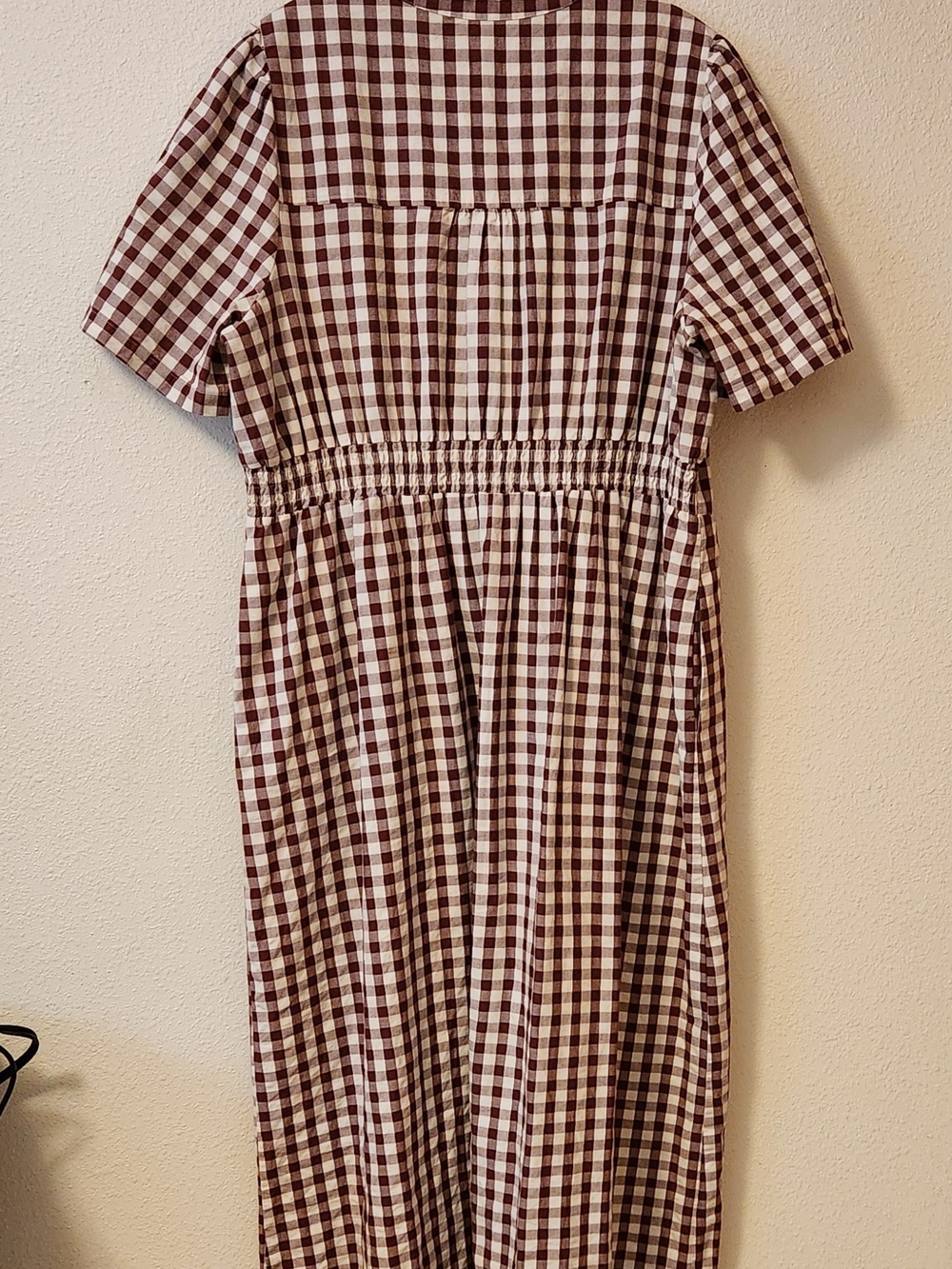 Boden Ivy 22 Long Cream & Maroon Cotton Gingham Maxi Dress - Picture 3 of 6